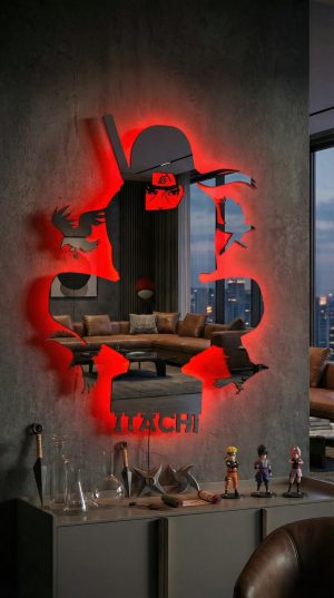 Itachi Uchiha LED Wall Art Naruto Anime Metal Mirror Decor
