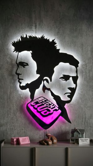 Fight Club LED Metal Mirror Wall Art Tyler Durden Inspired Decor