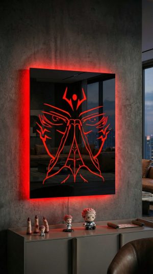 Sukuna Jujutsu Kaisen LED Wall Art Anime Metal Mirror Decor