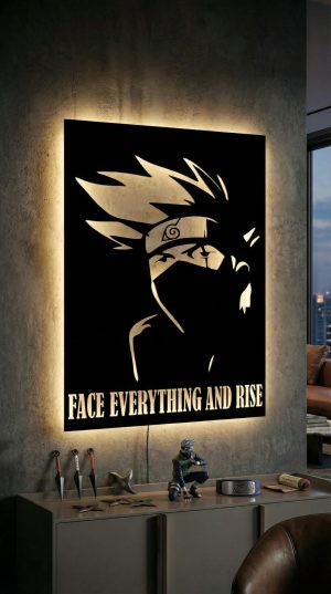 Kakashi Hatake LED Wall Art Naruto Anime Metal Mirror Decor